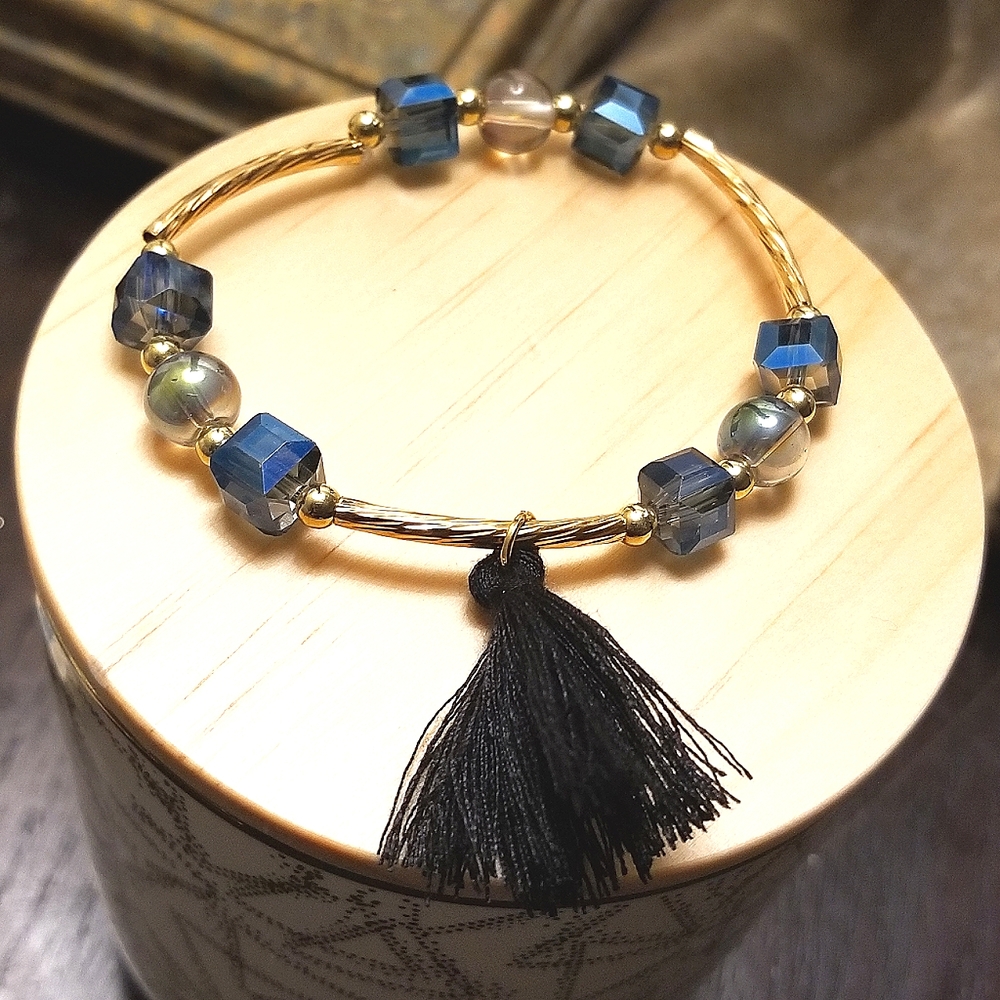 Stretch Beaded Tassel Bracelet